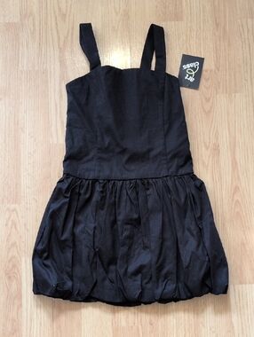 art class Black Bubble Hem Dress with Straps